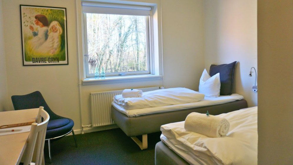 Dobbeltværelse med adskilte senge på Severin Kursuscenter og Hotel i Middelfart på Fyn